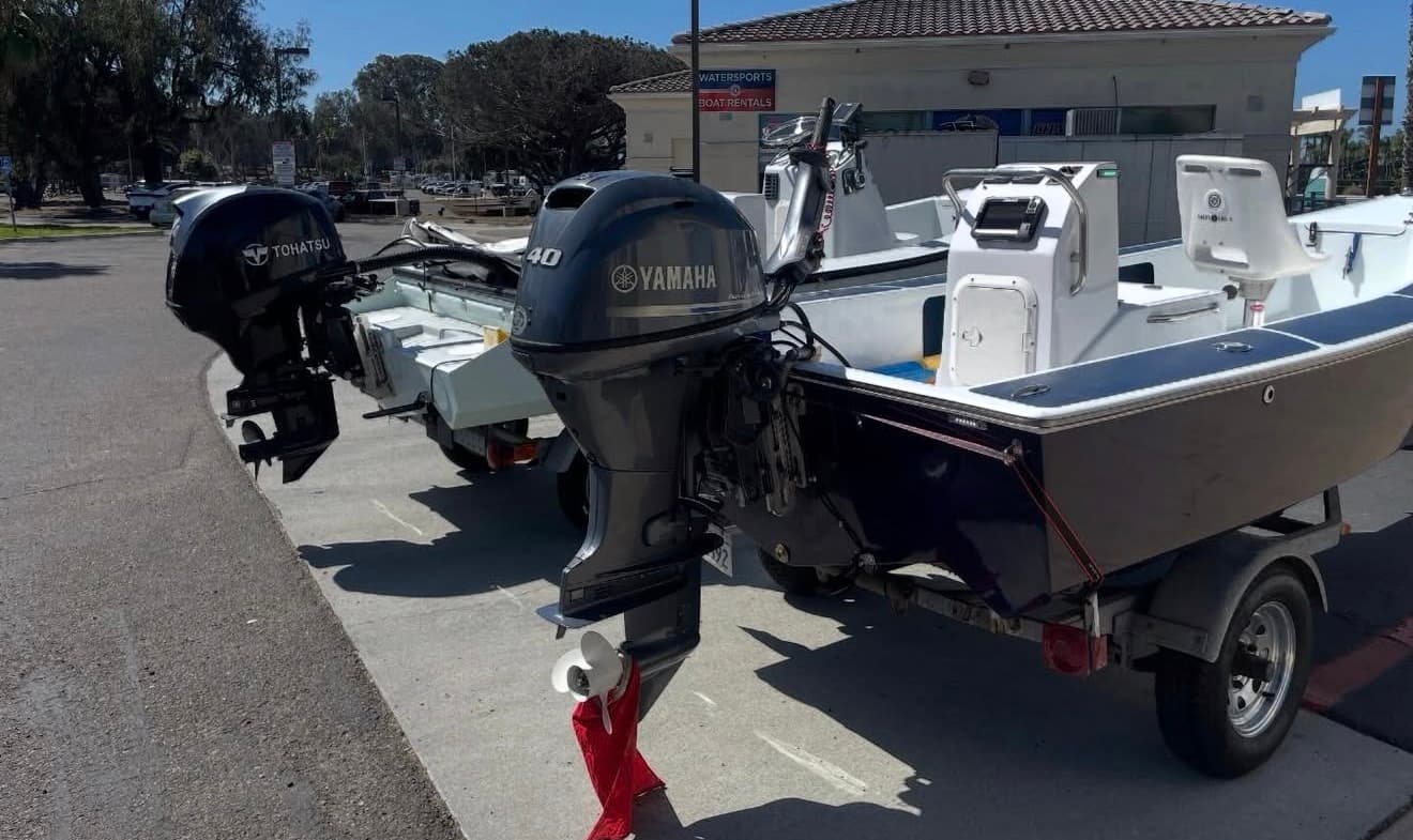 Del Mar boat rigged with a Yamaha outboard